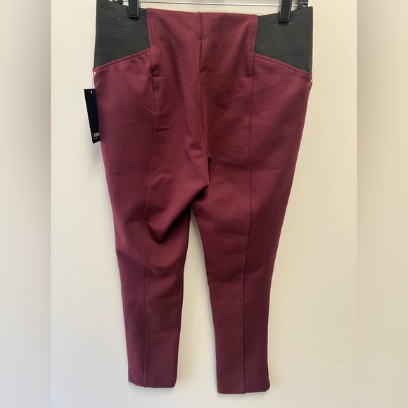 JONES NEW YORK PONTE KNIT PULL ON PANTS W/ELASTIC INSETS SIZE LARGE MERLOT COLOR - Picture 2 of 10